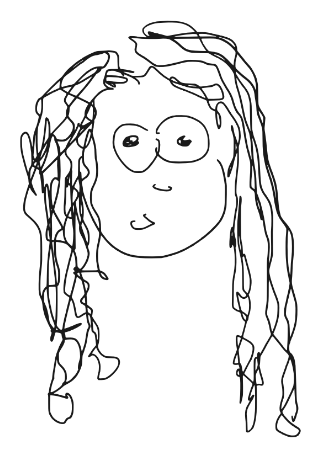 Hand-drawn sketch of Lyla Huang